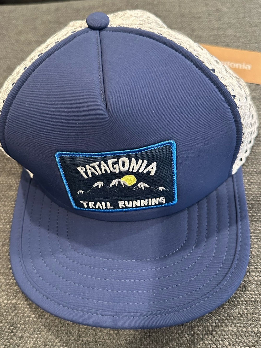Patagonia unisex duckbill trucker hat sunset stampede stone blue trail running